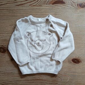 H&M Beige Knit Sweater with Bear Design Size 18m